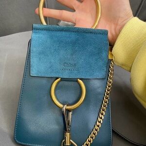 Chloe Teal and Gold Crossbody Bag